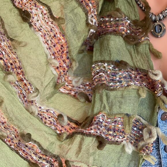 Vintage 90s Y2K Scala Collezione Scarf Boho Distressed Grunge Fairy Festival - Picture 5 of 7